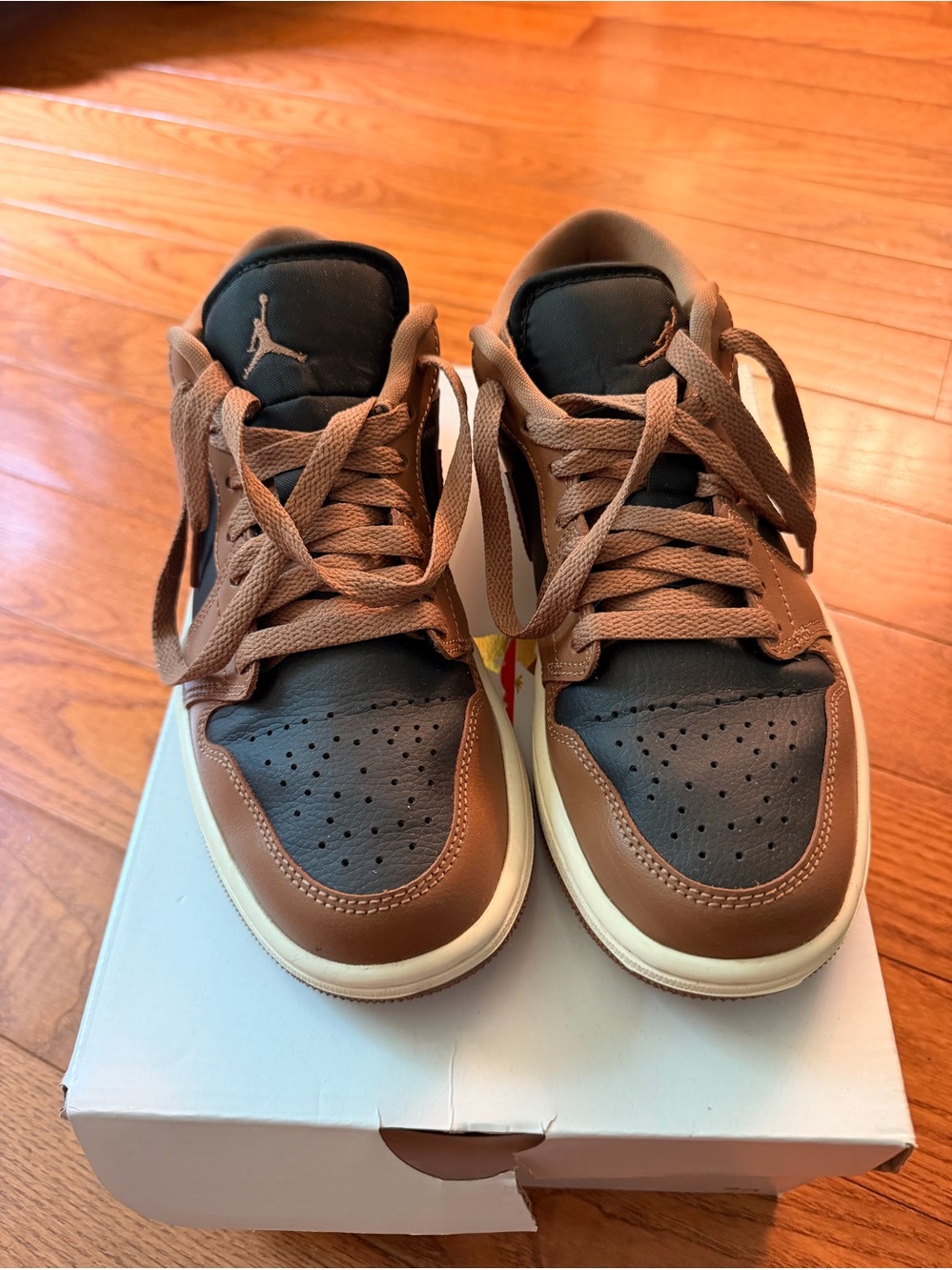 Jordan Low Top Sneakers in Brown and Black with Cream Midsole